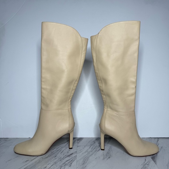 Sam Edelman Shauna Eggshell Leather Tall Heeled Boot 10M - Picture 7 of 15